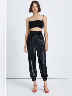 7 For All Mankind Black High-Shine Jogger Pants Size S NWT